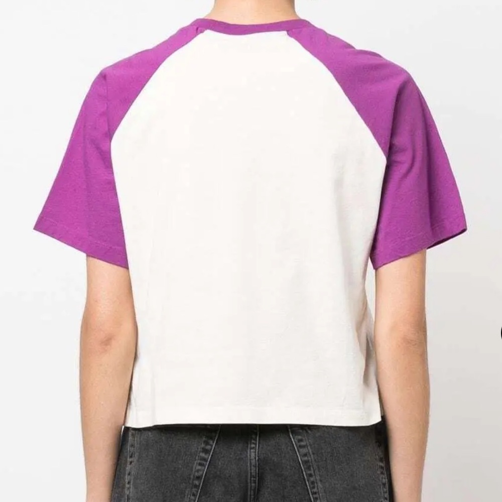 ba&sh Purple & Cream Raglan Short Sleeve Tee - Picture 12 of 13